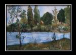 Peisaj "Lacul de pe Bd. Carol, Cimpina", ulei pe panza, 40*65 cm - CRISTINA CAZACU